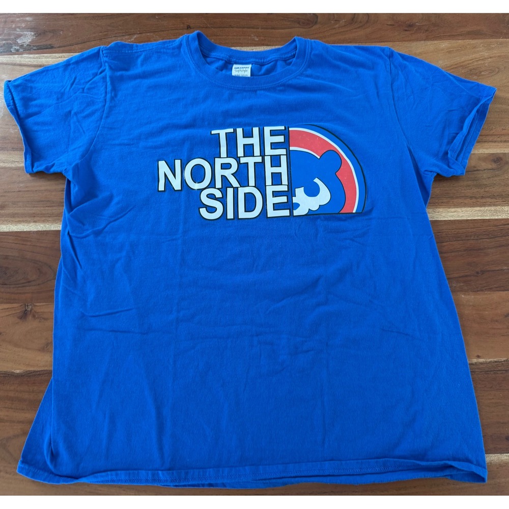 Gildan Chicago Cubs The North Side Graphic T-Shirt Blue Mens Large Ring Spun